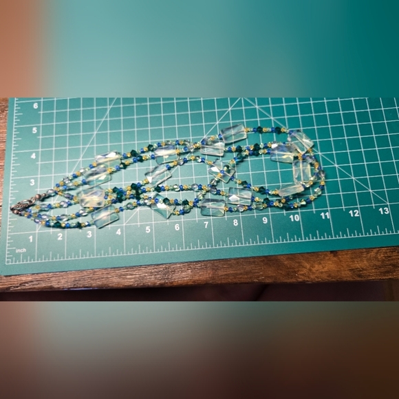 Vintage Necklace Sterling Crystals Moonstones 3 Strand - Picture 4 of 11